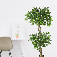 Lade das Bild in den Galerie-Viewer, Künstlicher Ficus-Benjamini 150 cm mit 2 Baumkronen. Zierpflanze, Ziergewächs.