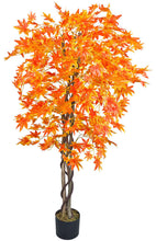 Lade das Bild in den Galerie-Viewer, Künstlicher Herbst-Ahorn-Baum mit Seidenblättern und Naturstämmen. 150 cm.