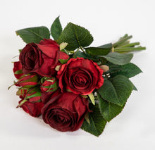 Lade das Bild in den Galerie-Viewer, Rosenbund Rosenstrauß 28 cm, rot. 5 Rosenblüten