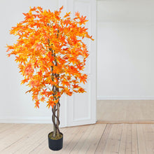 Lade das Bild in den Galerie-Viewer, Künstlicher Herbst-Ahorn-Baum mit Seidenblättern und Naturstämmen. 150 cm.