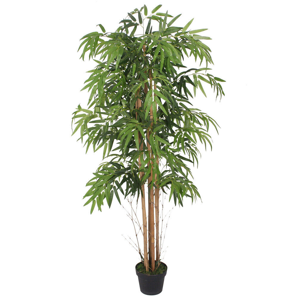 Künstlicher Bambus-Baum mit Seidenblättern und Naturstämmen. Pflegefrei. 120, 150, 180 und 210 cm.