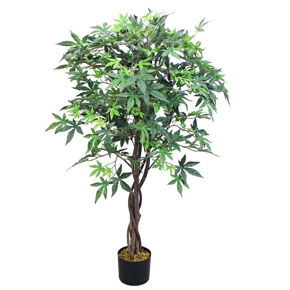 Künstlicher Ahorn-Baum mit Seidenblättern und Naturstämmen. 120 cm